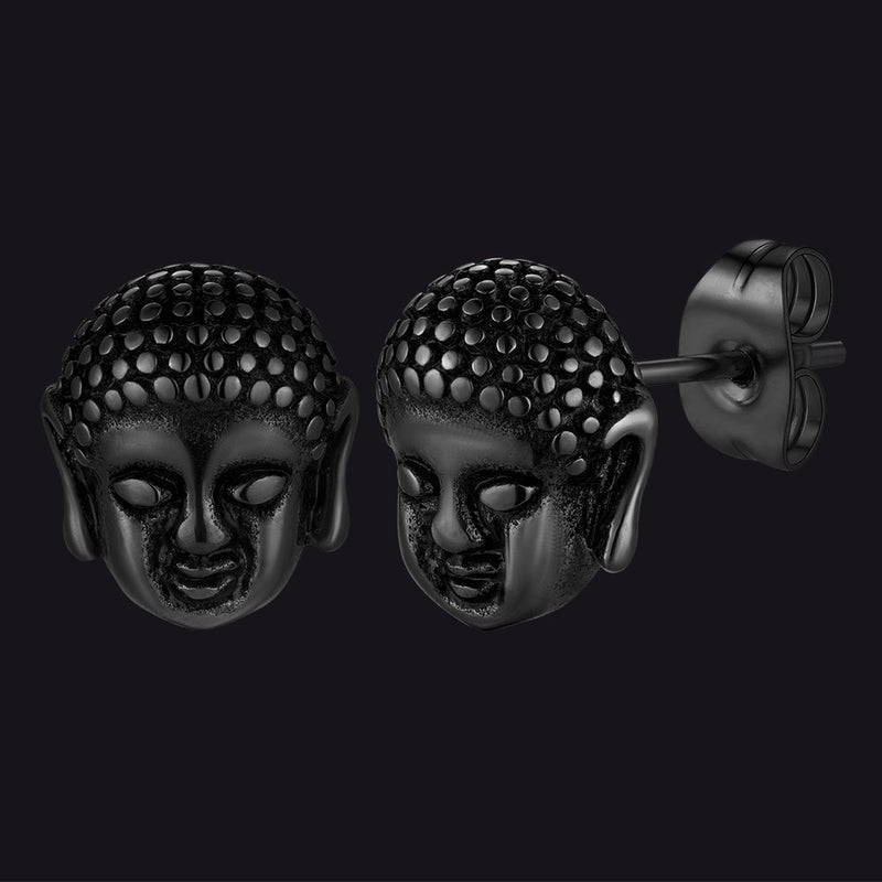 Flash Retro Buddha Head Stud Earrings for