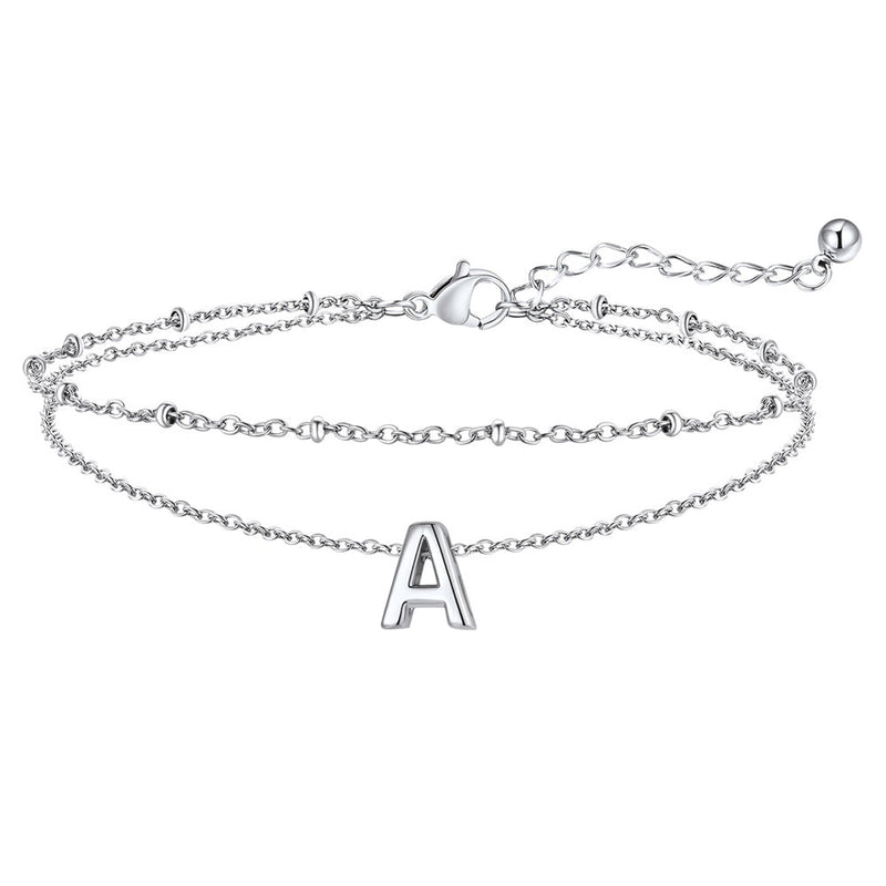 Dainty A-z Initial Layered Ankle Bracelet for Mom