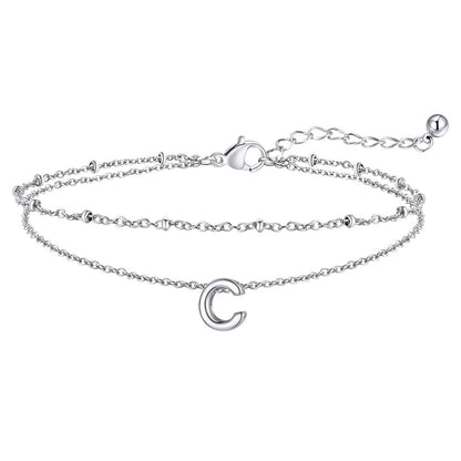 Dainty A-z Initial Layered Ankle Bracelet for Mom