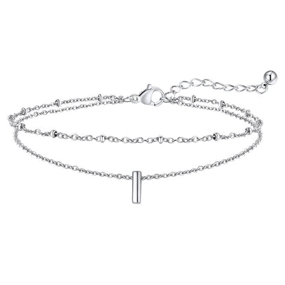 Dainty A-z Initial Layered Ankle Bracelet for Mom
