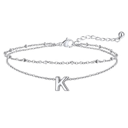 Dainty A-z Initial Layered Ankle Bracelet for Mom