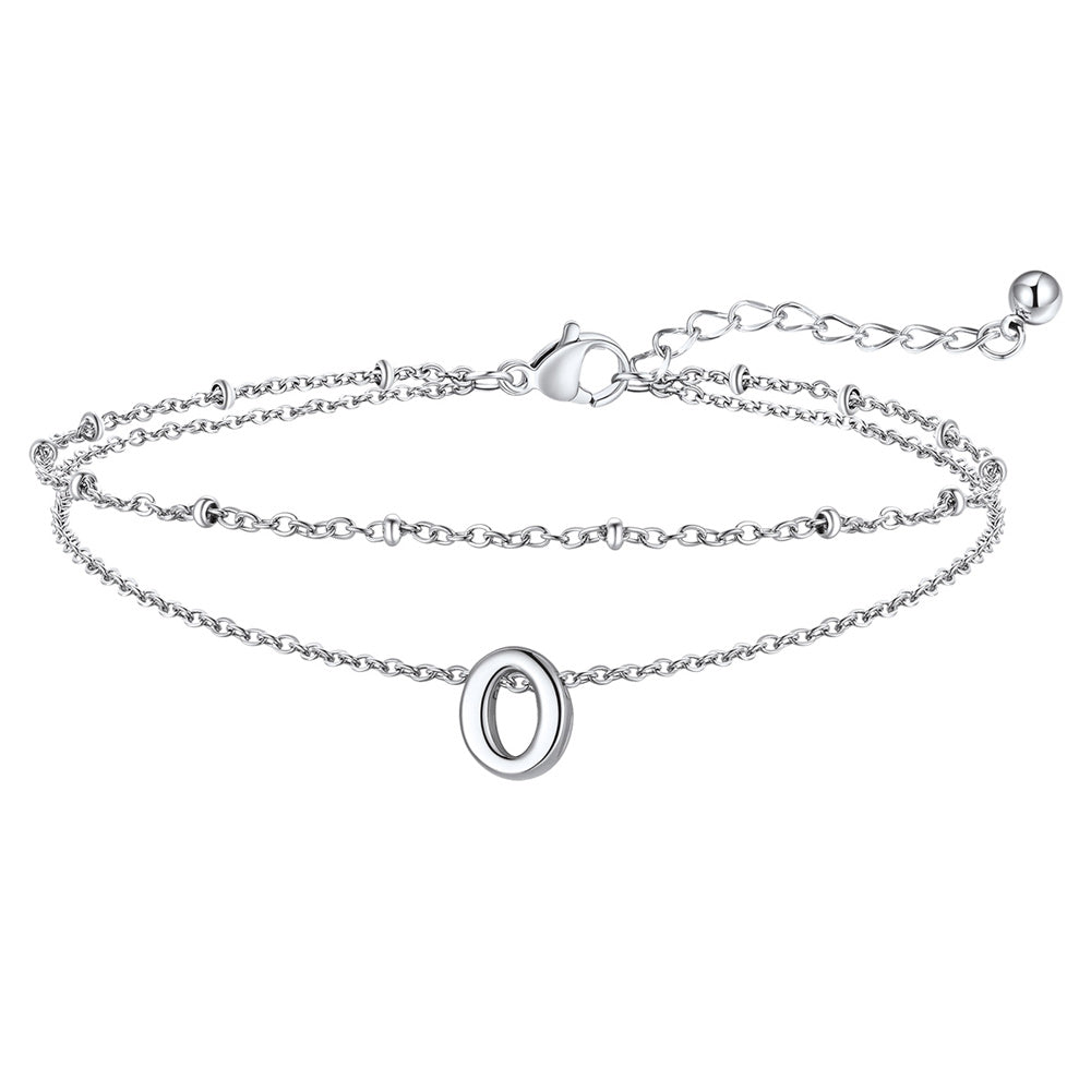 Dainty A-z Initial Layered Ankle Bracelet for Mom