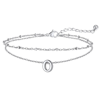 Dainty A-z Initial Layered Ankle Bracelet for Mom