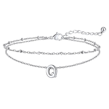 Dainty A-z Initial Layered Ankle Bracelet for Mom