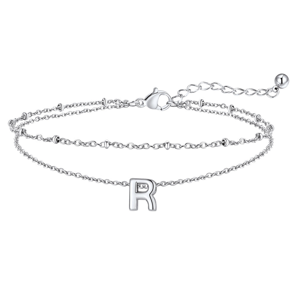 Dainty A-z Initial Layered Ankle Bracelet for Mom