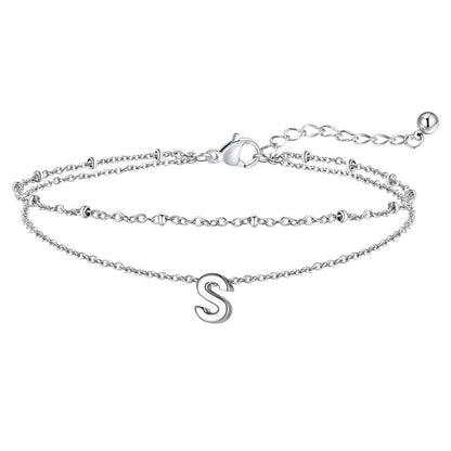 Dainty A-z Initial Layered Ankle Bracelet for Mom