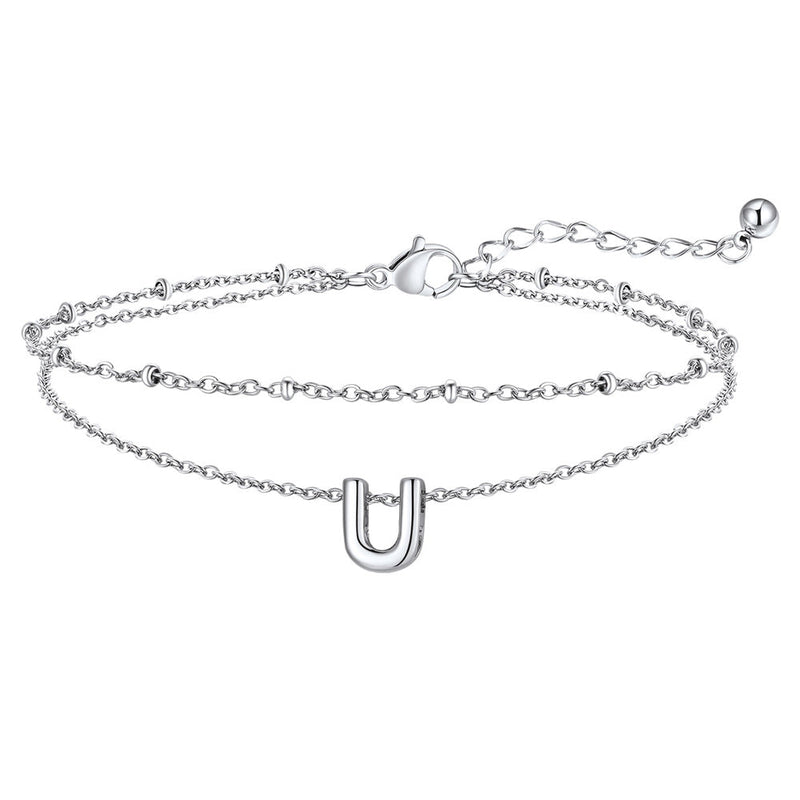 Dainty A-z Initial Layered Ankle Bracelet for Mom