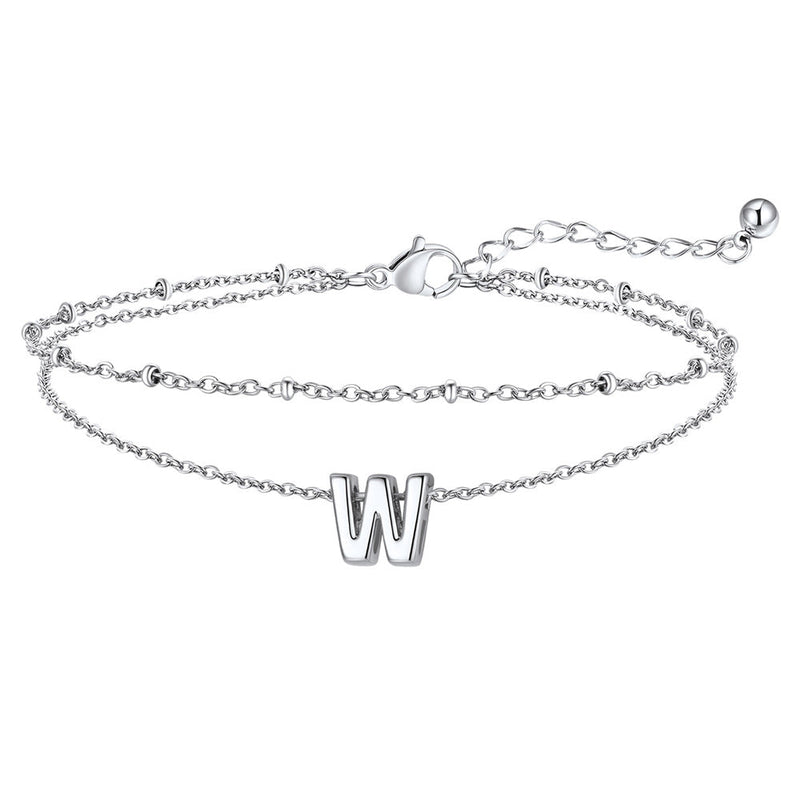 Dainty A-z Initial Layered Ankle Bracelet for Mom