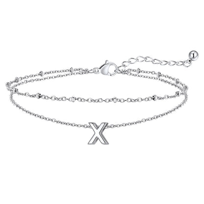 Dainty A-z Initial Layered Ankle Bracelet for Mom
