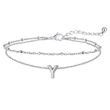 Dainty A-z Initial Layered Ankle Bracelet for Mom
