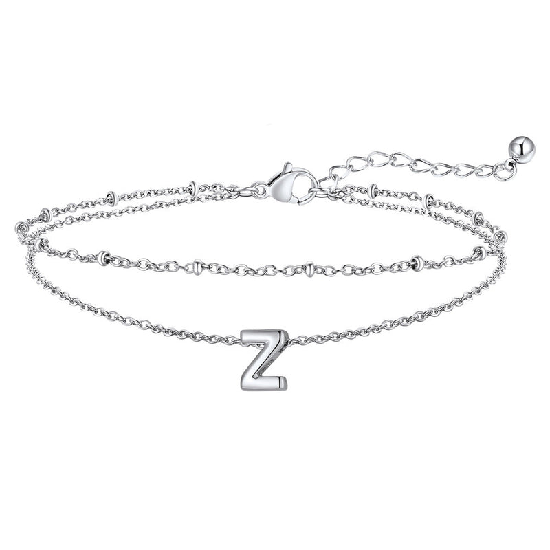 Dainty A-z Initial Layered Ankle Bracelet for Mom