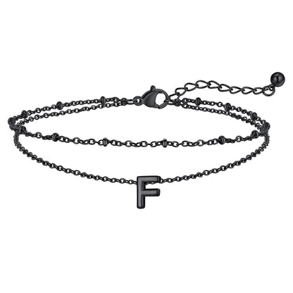 Dainty A-z Initial Layered Ankle Bracelet for Mom
