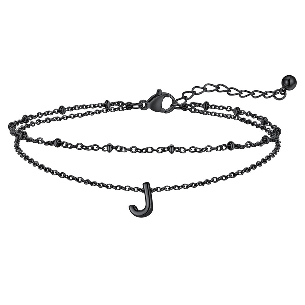 Dainty A-z Initial Layered Ankle Bracelet for Mom