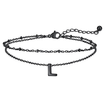 Dainty A-z Initial Layered Ankle Bracelet for Mom