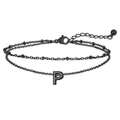 Dainty A-z Initial Layered Ankle Bracelet for Mom