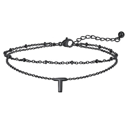 Dainty A-z Initial Layered Ankle Bracelet for Mom