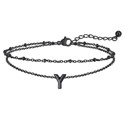 Dainty A-z Initial Layered Ankle Bracelet for Mom