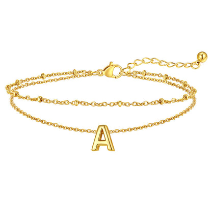 Dainty A-z Initial Layered Ankle Bracelet for Mom