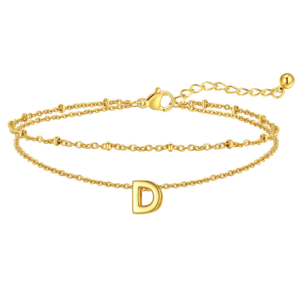 Dainty A-z Initial Layered Ankle Bracelet for Mom