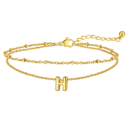 Dainty A-z Initial Layered Ankle Bracelet for Mom