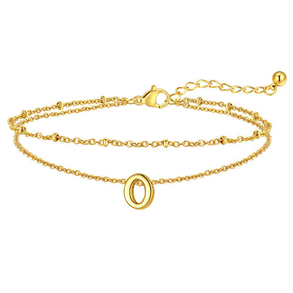 Dainty A-z Initial Layered Ankle Bracelet for Mom