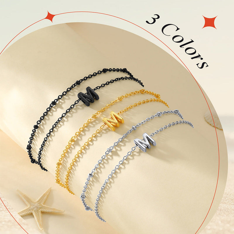 Dainty A-z Initial Layered Ankle Bracelet for Mom
