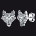 Viking Celtic Wolf Head Stud Earrings for Stainless Steel