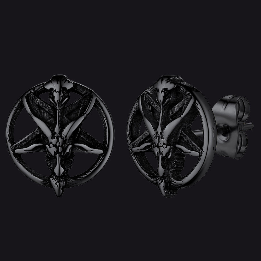 Satanic Baphomet Goat Stud Earrings for