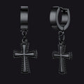 Flash Cz Cross Dangle Hoop Earrings for