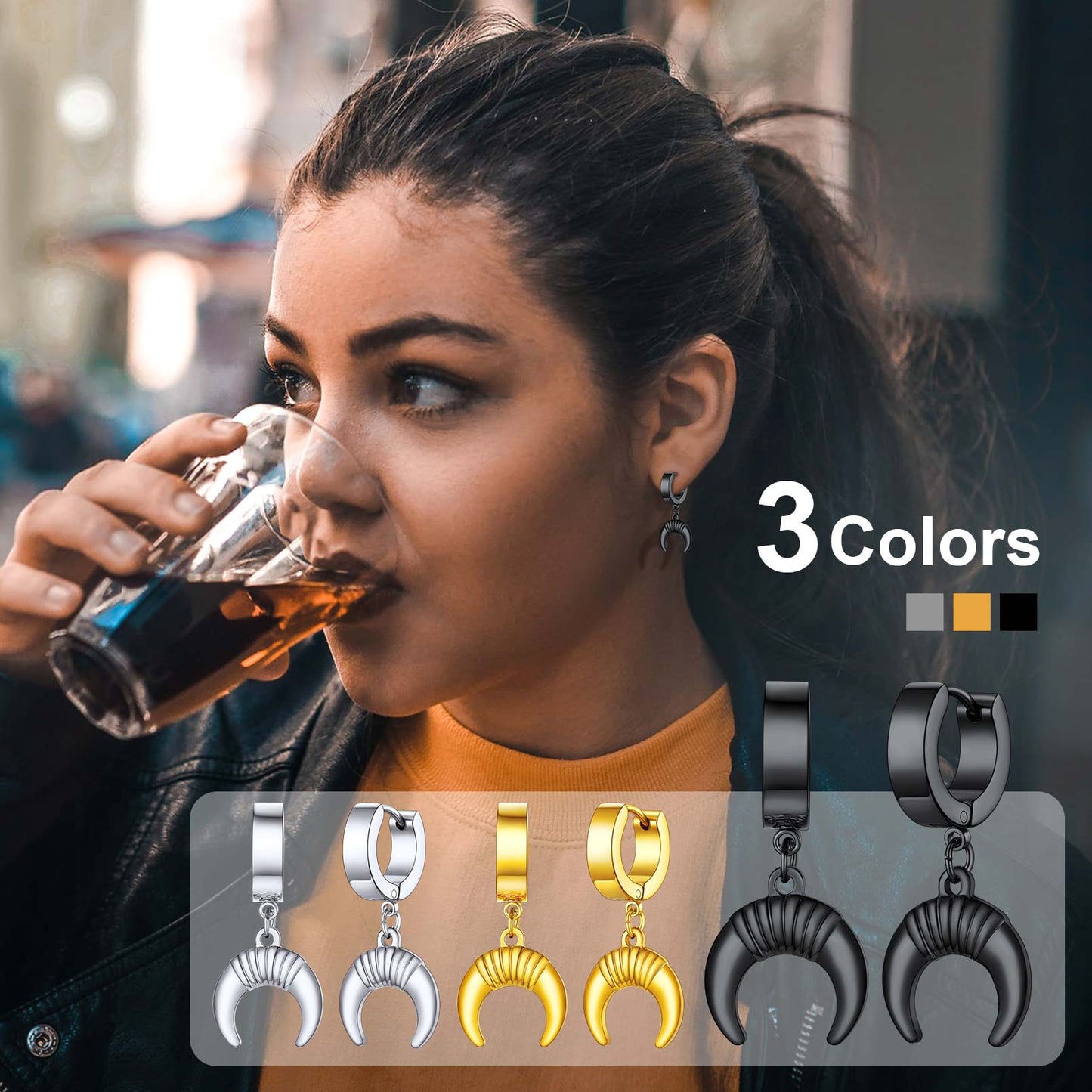 Flash Hoops Inverted Moon Earrings for