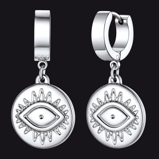 Evil Eye Hoop Dangle Earrings for