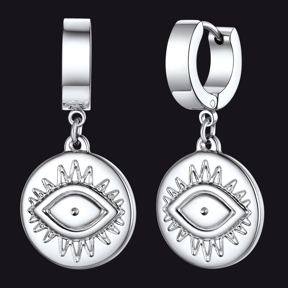 Evil Eye Hoop Dangle Earrings for
