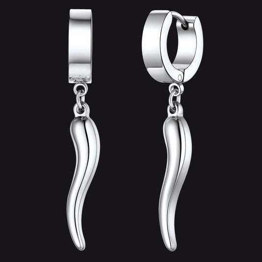 Cornicello Italian Horn Huggie Hoop Earrings for