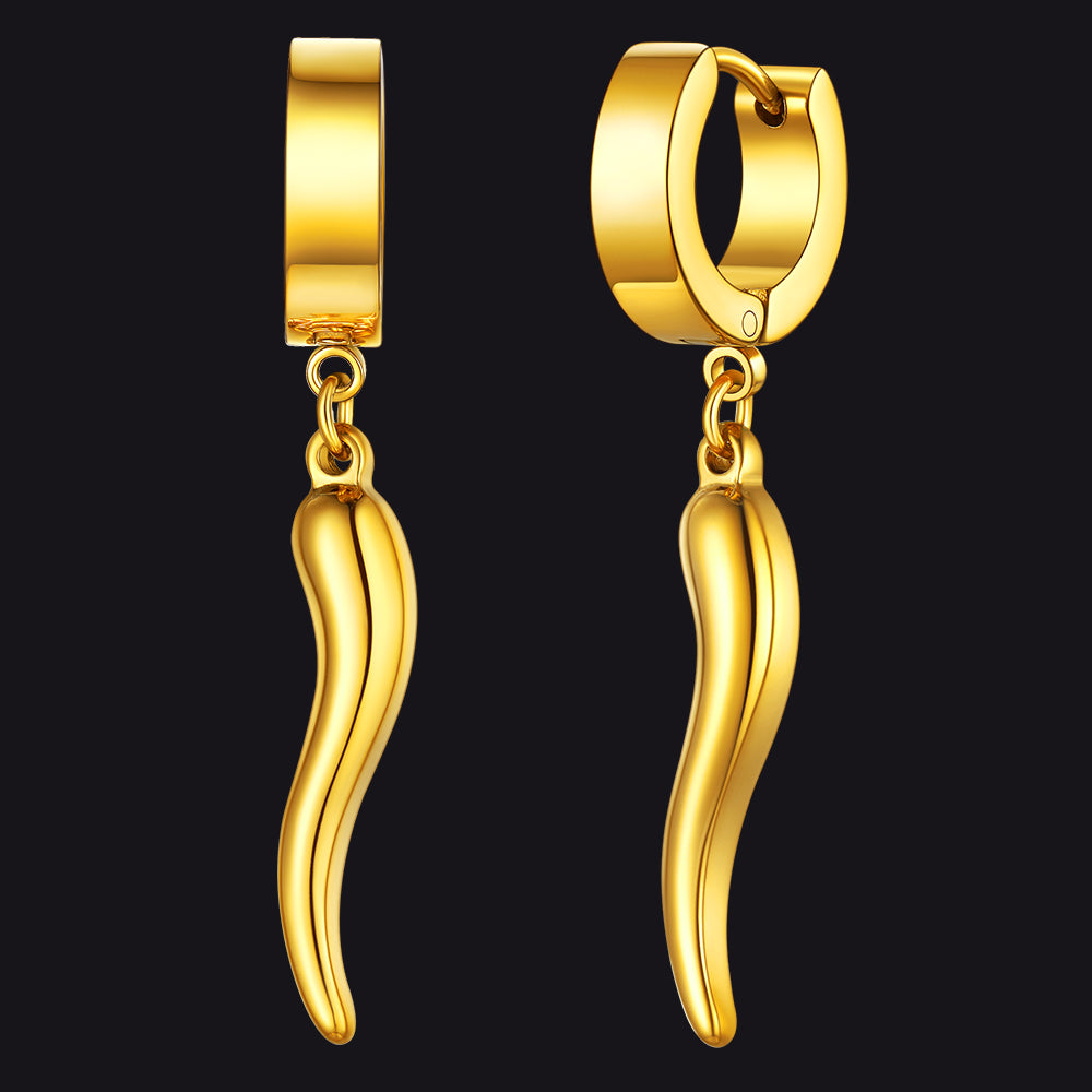 Cornicello Italian Horn Huggie Hoop Earrings for