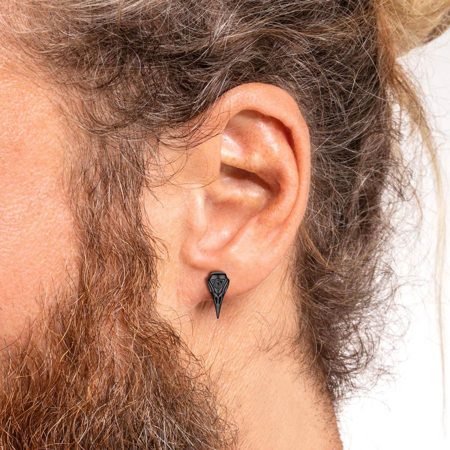 Viking Raven Skull Earrings Studs With Celtic Knot for