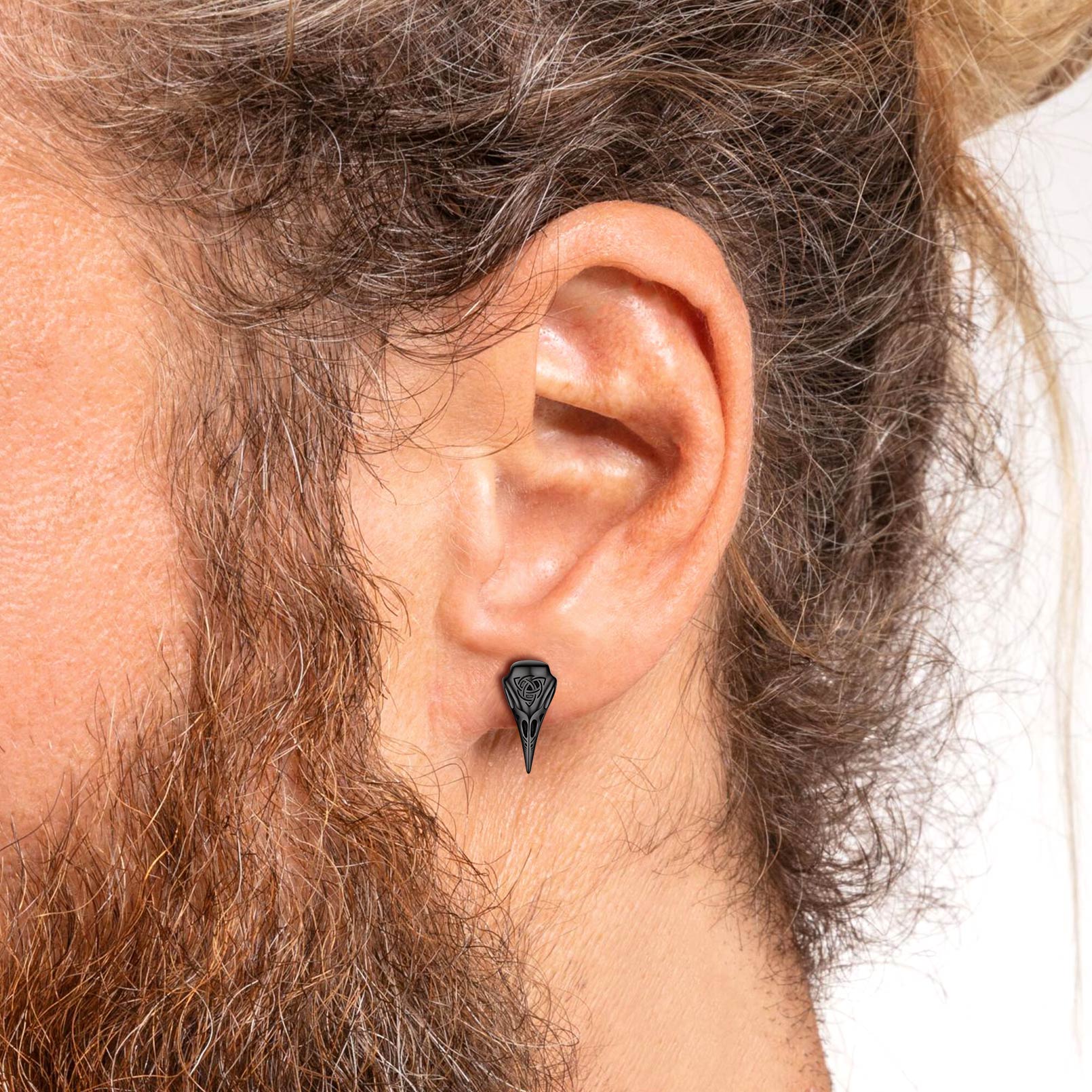 Viking Raven Skull Earrings Studs With Celtic Knot for