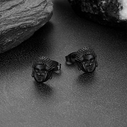 Flash Retro Buddha Head Stud Earrings for