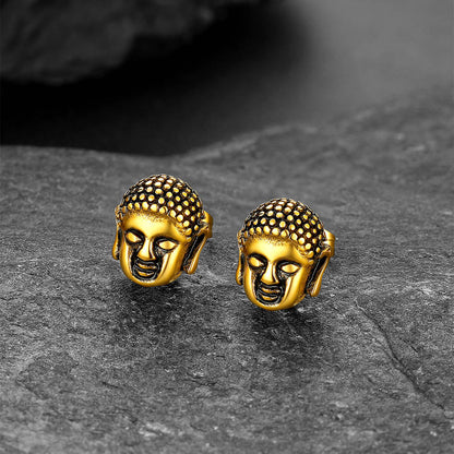 Flash Retro Buddha Head Stud Earrings for