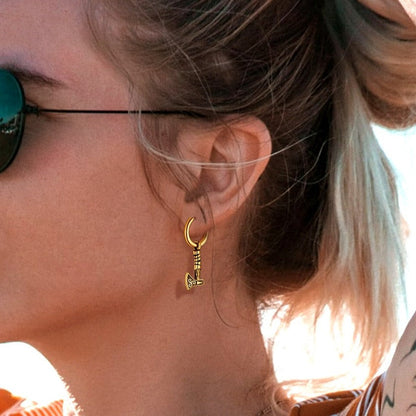 Battle Axe Viking Dangle Hoop Earrings for