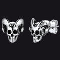 Flash Satanic Baphomet Goat Skull Head Stud Earrings for