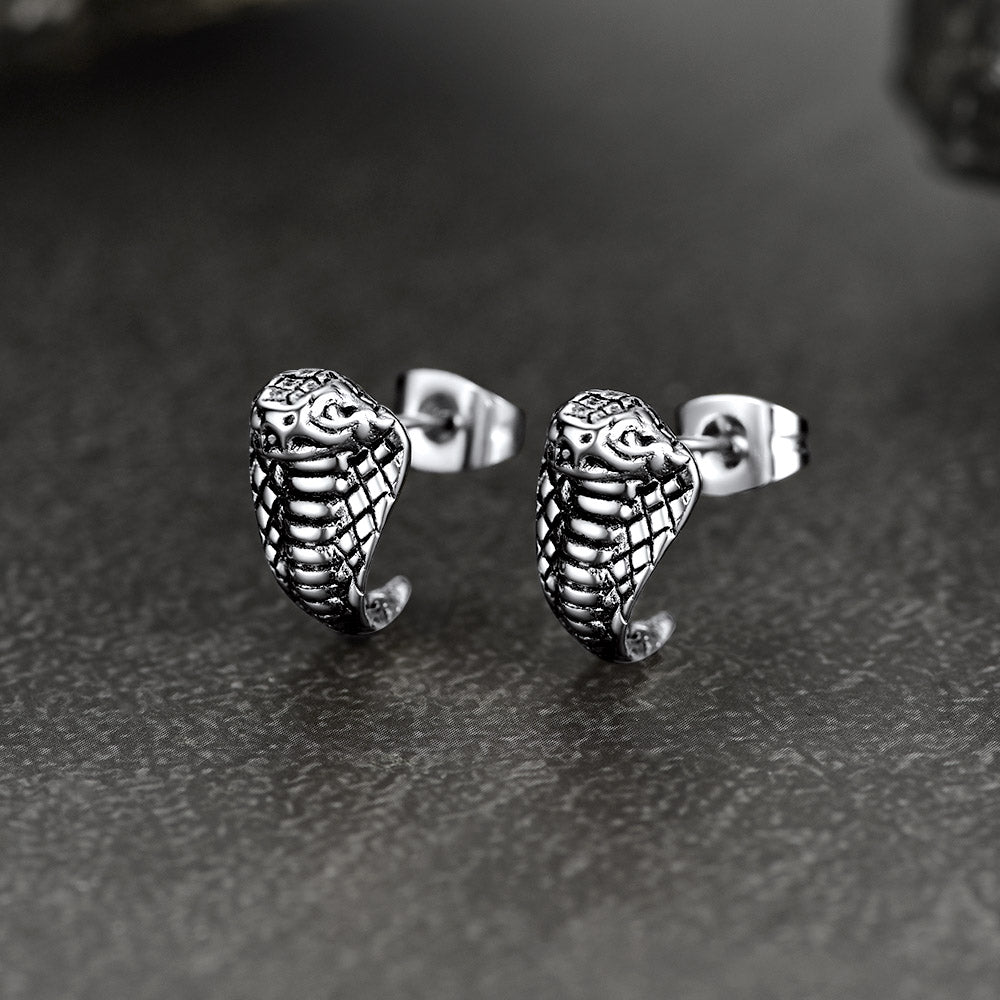 Punk Cobra Snake Stud Earrings for