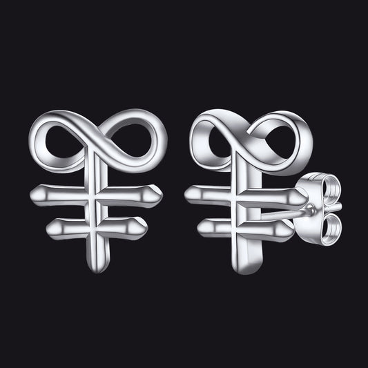 Satanic Leviathan Cross Stud Earrings for