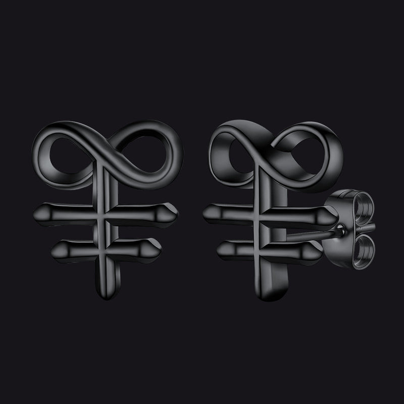 Satanic Leviathan Cross Stud Earrings for