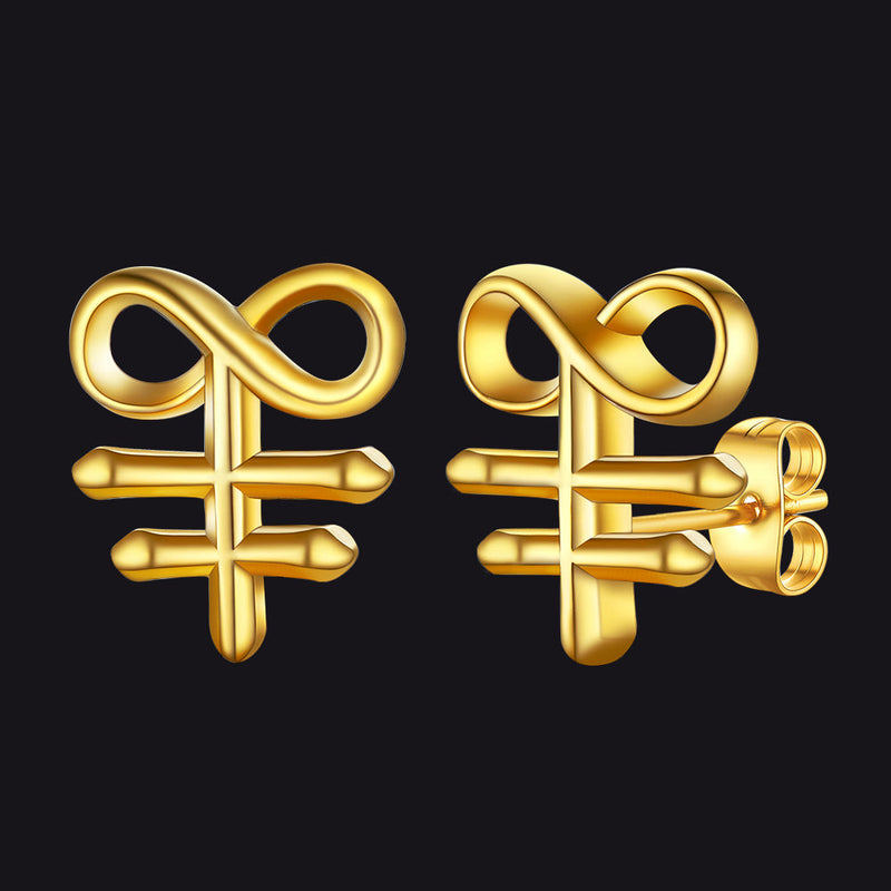 Satanic Leviathan Cross Stud Earrings for