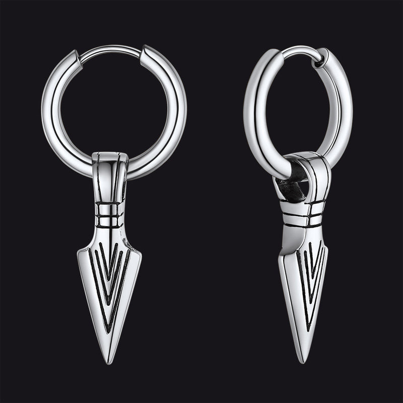 Viking Earrings for – Arrowhead Spear Gungnir Drop Hoop Earrings