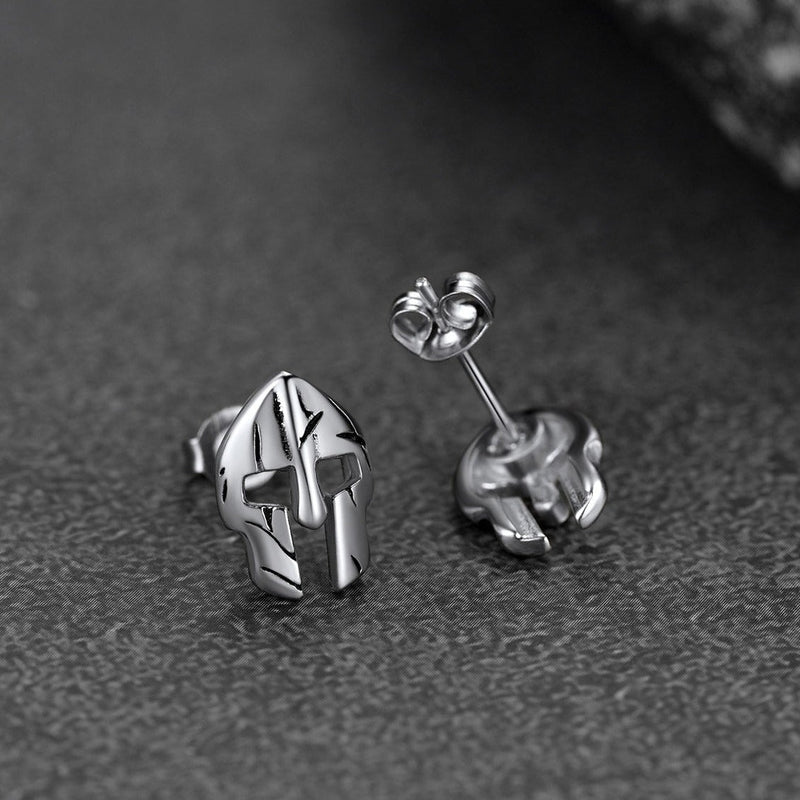 Flash Spartan Helmet Mask Stud Earrings for