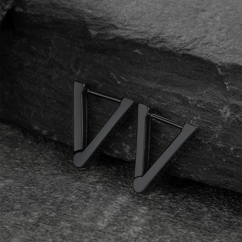 Triangle Huggie Hoop Earrings With Viking Runes for