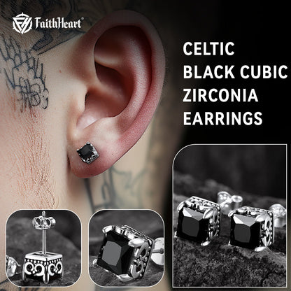 Celtic Diamond Stud Earrings in Sterling Silver for
