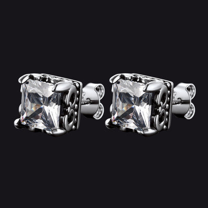 Celtic Diamond Stud Earrings in Sterling Silver for