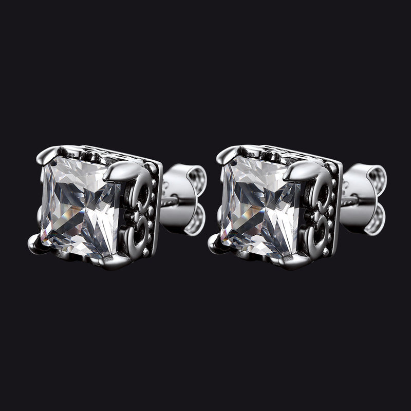 Celtic Diamond Stud Earrings in Sterling Silver for
